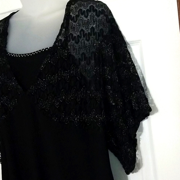 Studio 1940 Black Lace and Tricot Top - Picture 5 of 8